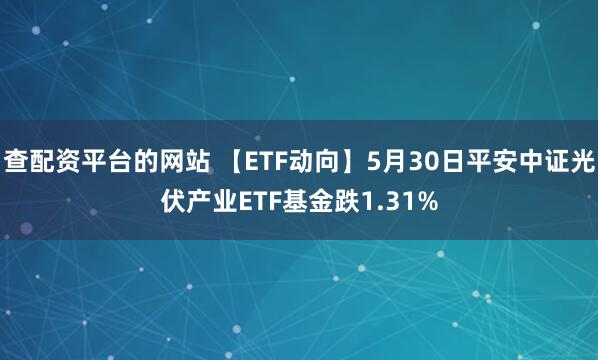 查配资平台的网站 【ETF动向】5月30日平安中证光伏产业ETF基金跌1.31%