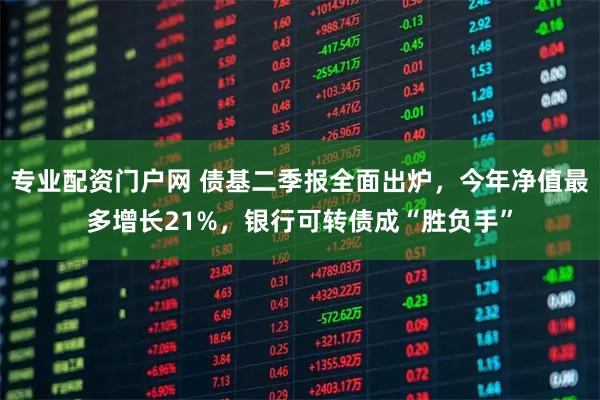 专业配资门户网 债基二季报全面出炉，今年净值最多增长21%，银行可转债成“胜负手”